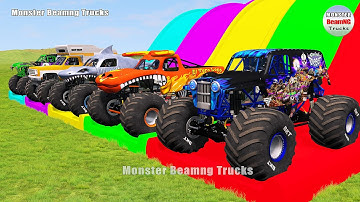 Triple Flatbed Trailer Monster Trucks Transport with Slide Color – BeamNG.drive 317