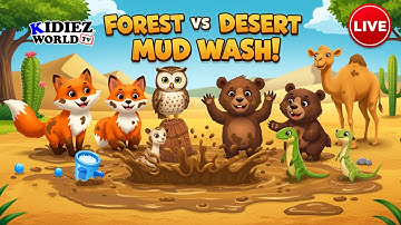 Forest Animals vs Desert Animals Mud Wash Live | Learn Animal Habitats for Kids